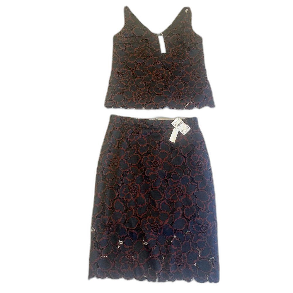 Trina Turk Women Pencil Skirt & Top Sz 8/M Tailored Luxury Fit Floral Lace NWT